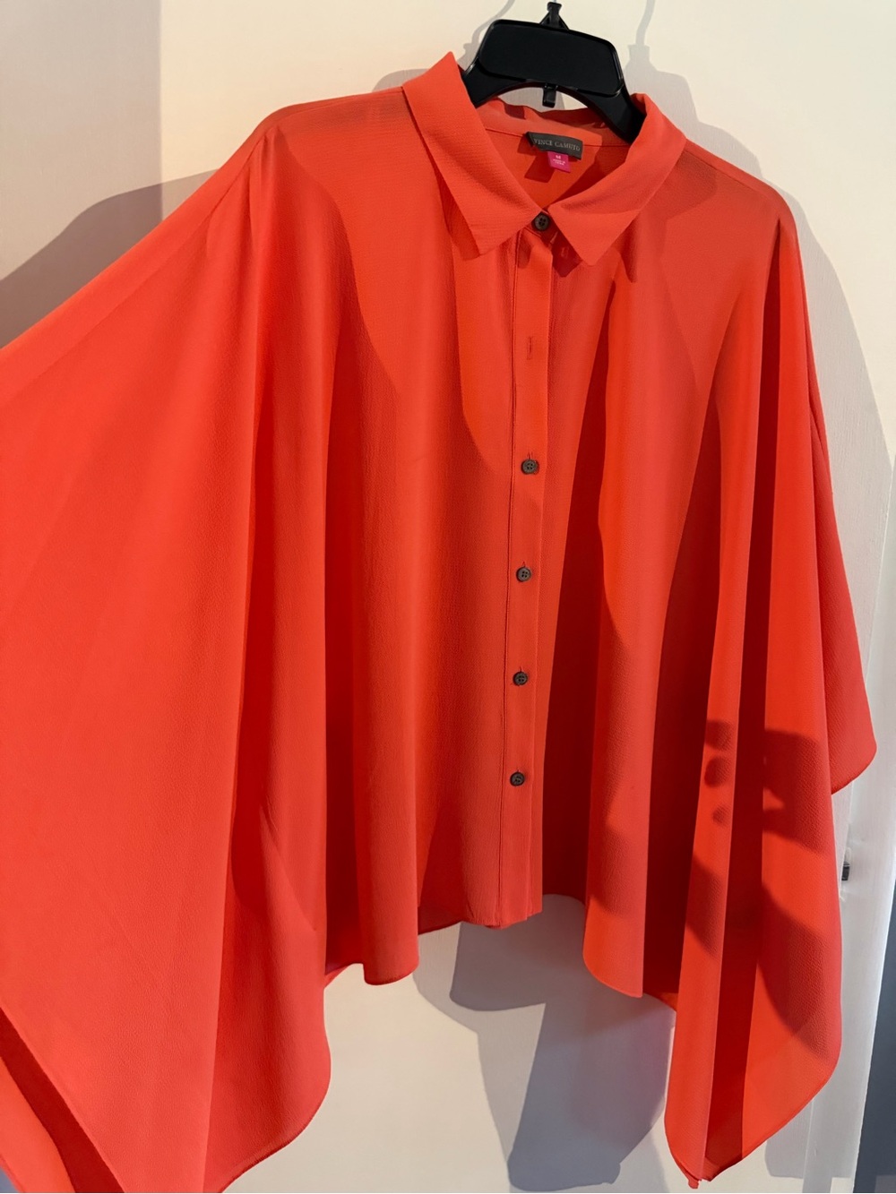 Vince Camuto Coral-Red Cape Button-Front Shirt